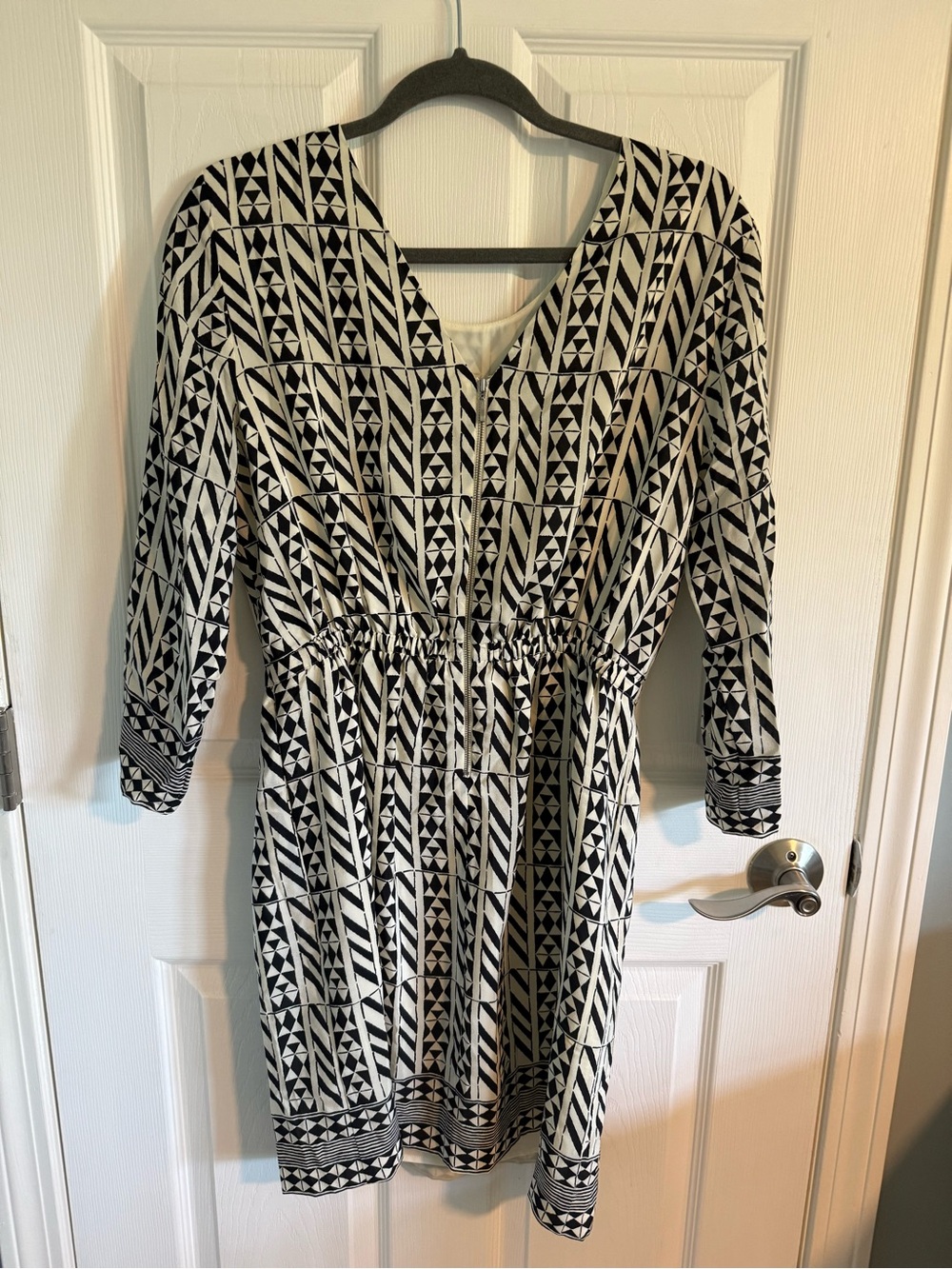 Madewell Black and White Geometric Long Sleeve Dress